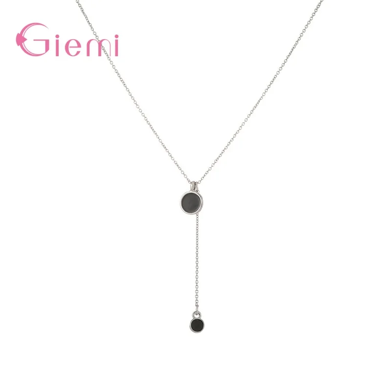 Fashion Genuine 925 Sterling Silver Simple Round Pendant Necklace For Women Link Chain Fine Jewelry Gift For Girlfriend