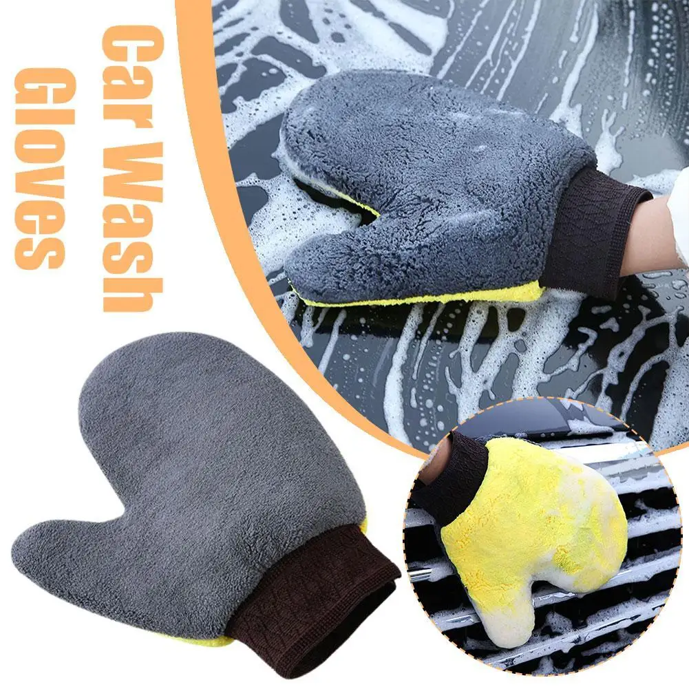 

Car Wash Gloves Double-sided Coral Fleece Thickened Super Absorbent Special Car Wiping Cloth Anti Scratch Cleaning Tool