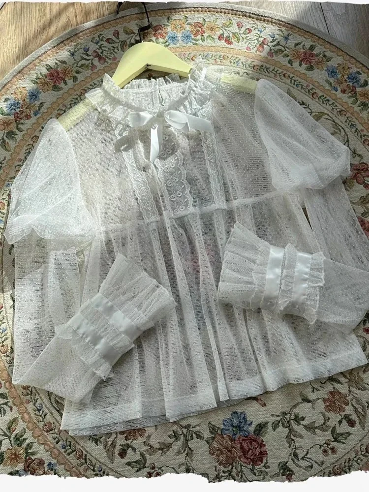 ชุดเดรสวินเทจยาวประดับลูกไม้ ผ้าโพลีเอสเตอร์ 100% สำหรับใส่เป็นชุดชั้นในสไตล์โลลิต้า หรือชุดตาข่ายอเนกประสงค์สำหรับวันฮาโลวีน