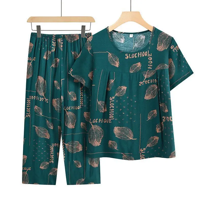 Sommer-Outfits: Lässiger Pyjama aus Eisseide, lockerer zweiteiliger Anzug in Übergröße mit kurzärmeligem Oberteil – Detail 16