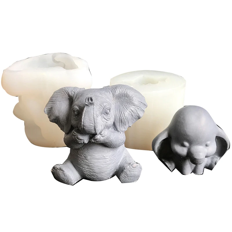 Cute Elephant Silicone Candle Mold 3D Animal Crafts Decoration Resin Plaster Soap Making Tool DIY Chocolate Ice Cube Baking Mold