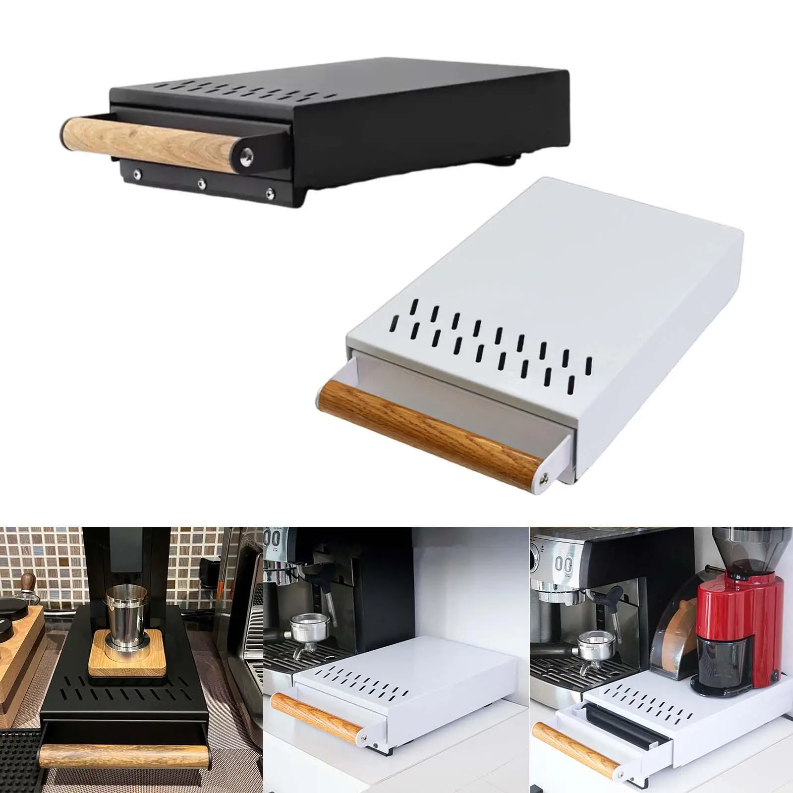 Espresso Coffee Knock Box Drawer Coffee Ground Container Machine Accessories with Removable Bar for Cafe Bar Household
