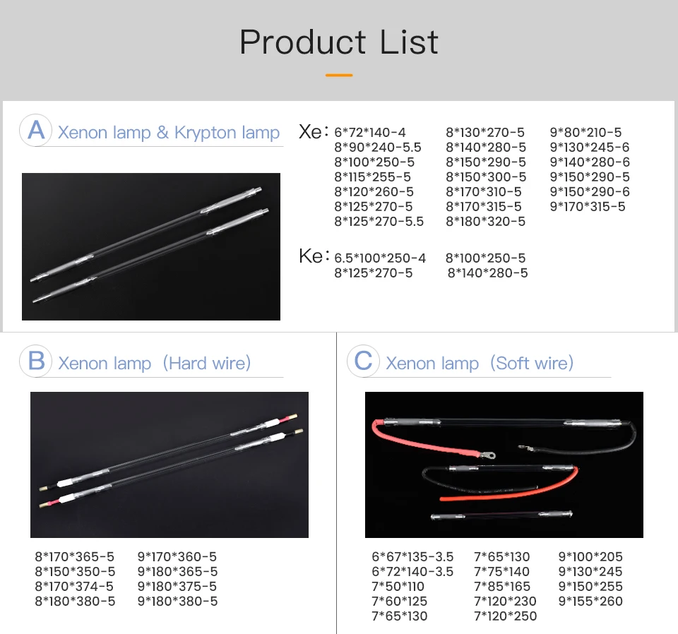 Startnow Laser Xenon Flash Lamp For IPL Hair Removal Freckle OPT Medical Machine Beauty Apparatus Parts E-light Xenon Tube