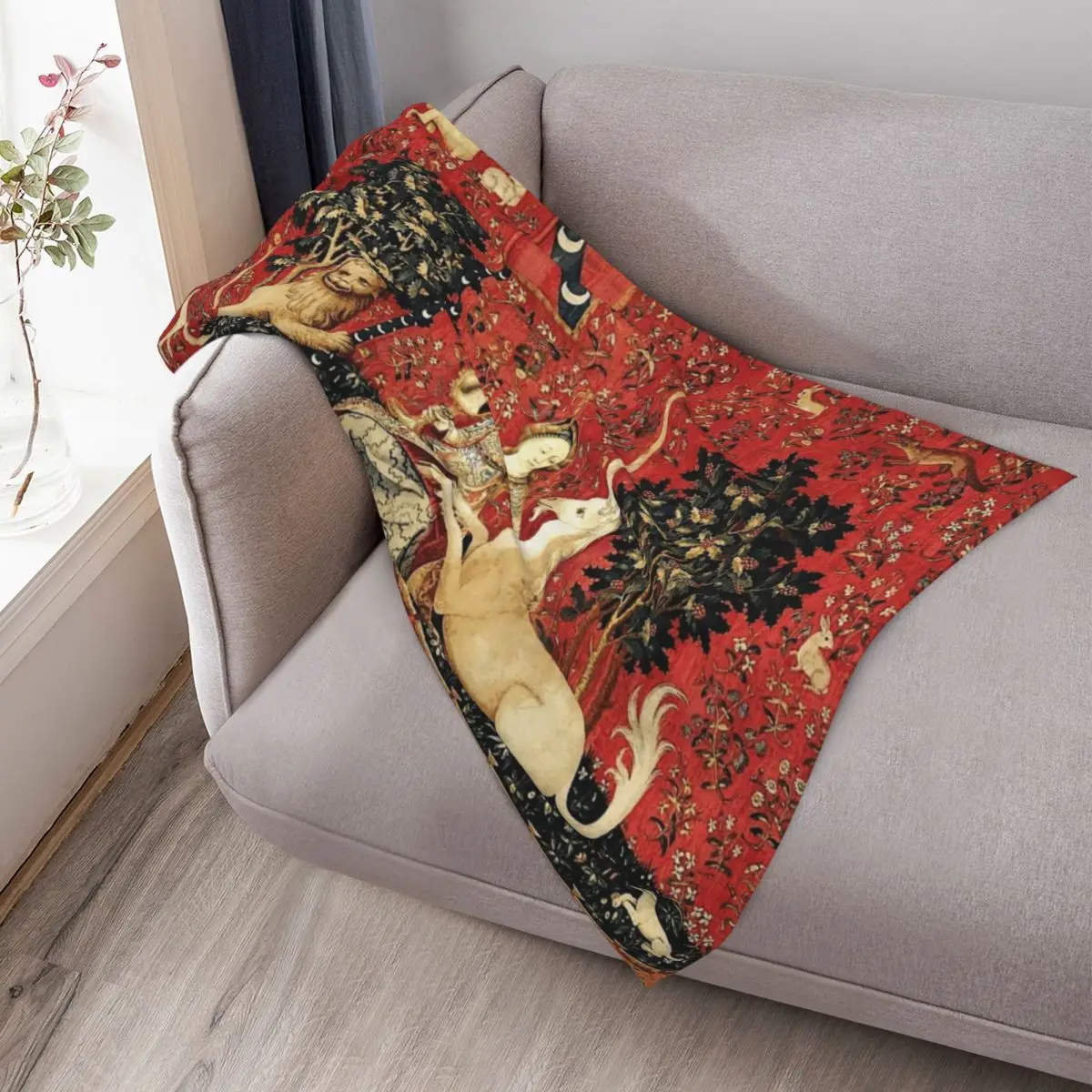 السيدة وحيد القرن: ؟ ? مون سيول د؟ ?sir - بطانية رمي البصر بطانيات صيفية ورميات بطانيات زخرفية للمصممين #3