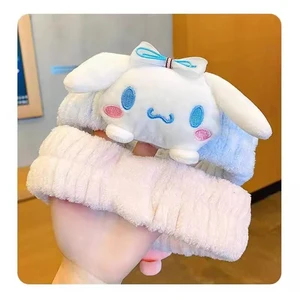 Sanrio Headband Kuromi Plush Scrunchie 만화 헬로 키트 달콤하고 귀여운 안티 슬립 헤어 밴드 헤드웨어 소녀 심장 장식 gif 12 최고의 판매 쿠 로미 귀 -11