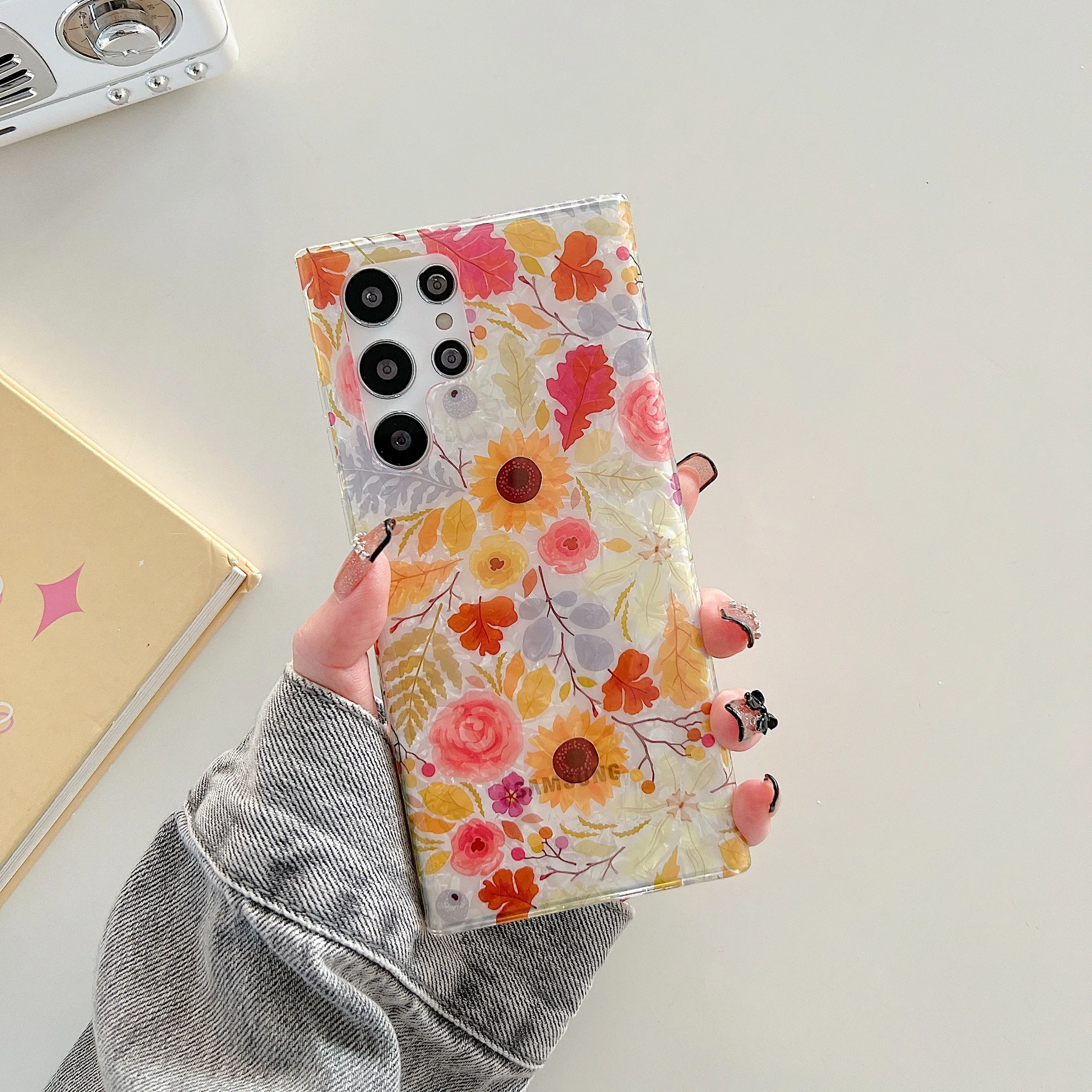 Samsung Kauri Leopard Print S20 S21 S22 Ultra Flower S20 S21 S22 Plus Fe NOTE A13 A33 A53 Soft IMD Anti-fall Silicone phone case