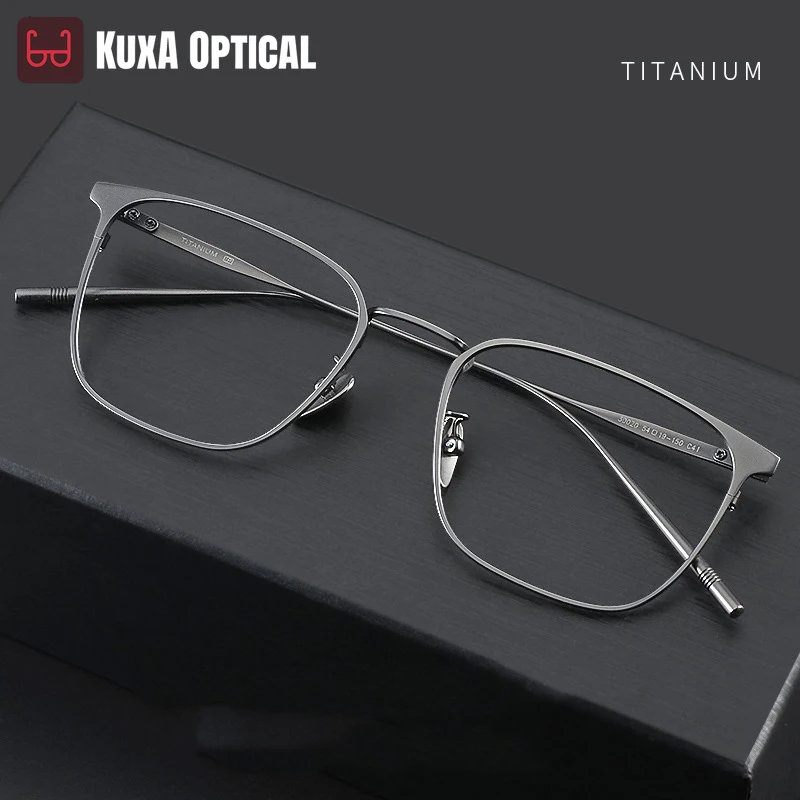 

KUXA Pure Titanium Myopia Hyperopia Glasses Frame Men's Business Retro Anti Blue Light Radiation Eyewear Medical Prescription