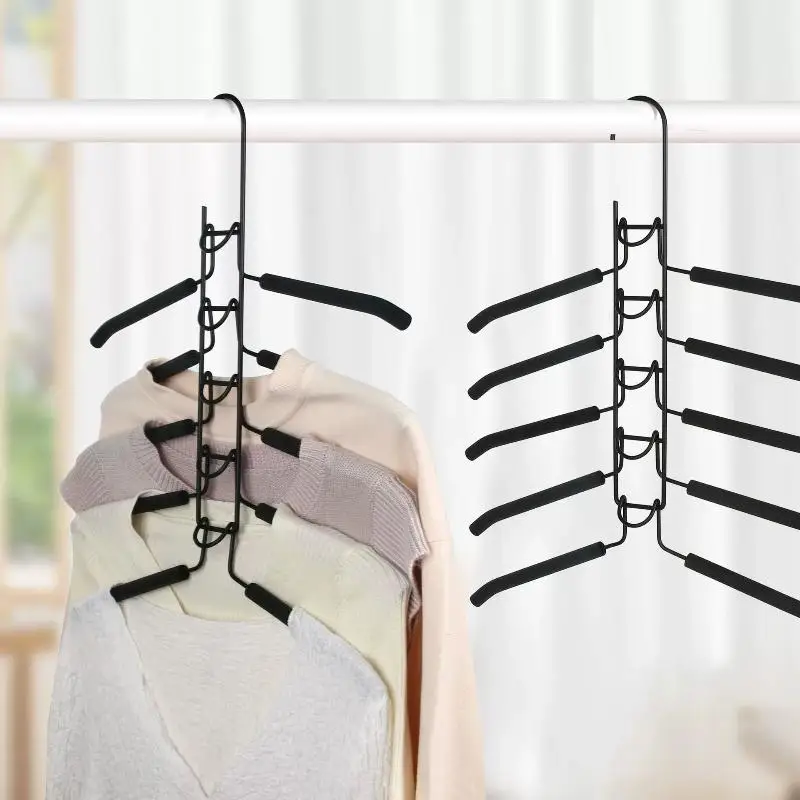 Space-Saving Multi-Tier Hanging Closet Organizer with Hooks for Coats Shirts Dresses Jackets - Hanging Storage Solution