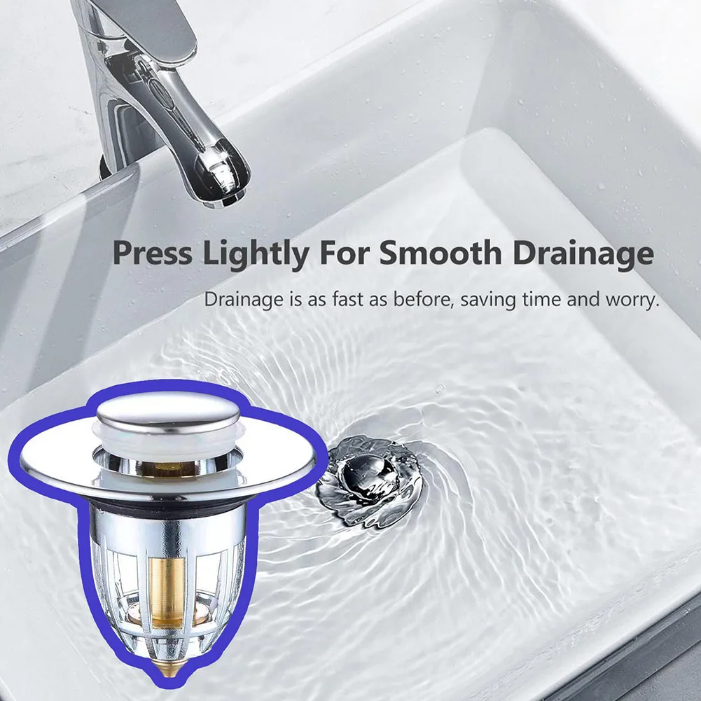 Bathroom Sink Shower ABS Pop-Up Bounce Core Sink Drains Stopper Wash Basin Filter Plug Anti Clogging Hair Catcher Sink Strainer