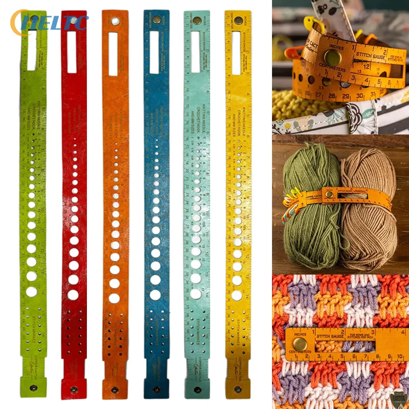 أداة صياغة متعددة الوظائف 7 في 1، أداة قياس جلدية، مسطرة معصم مع علامات غرزة للحياكة والخياطة،