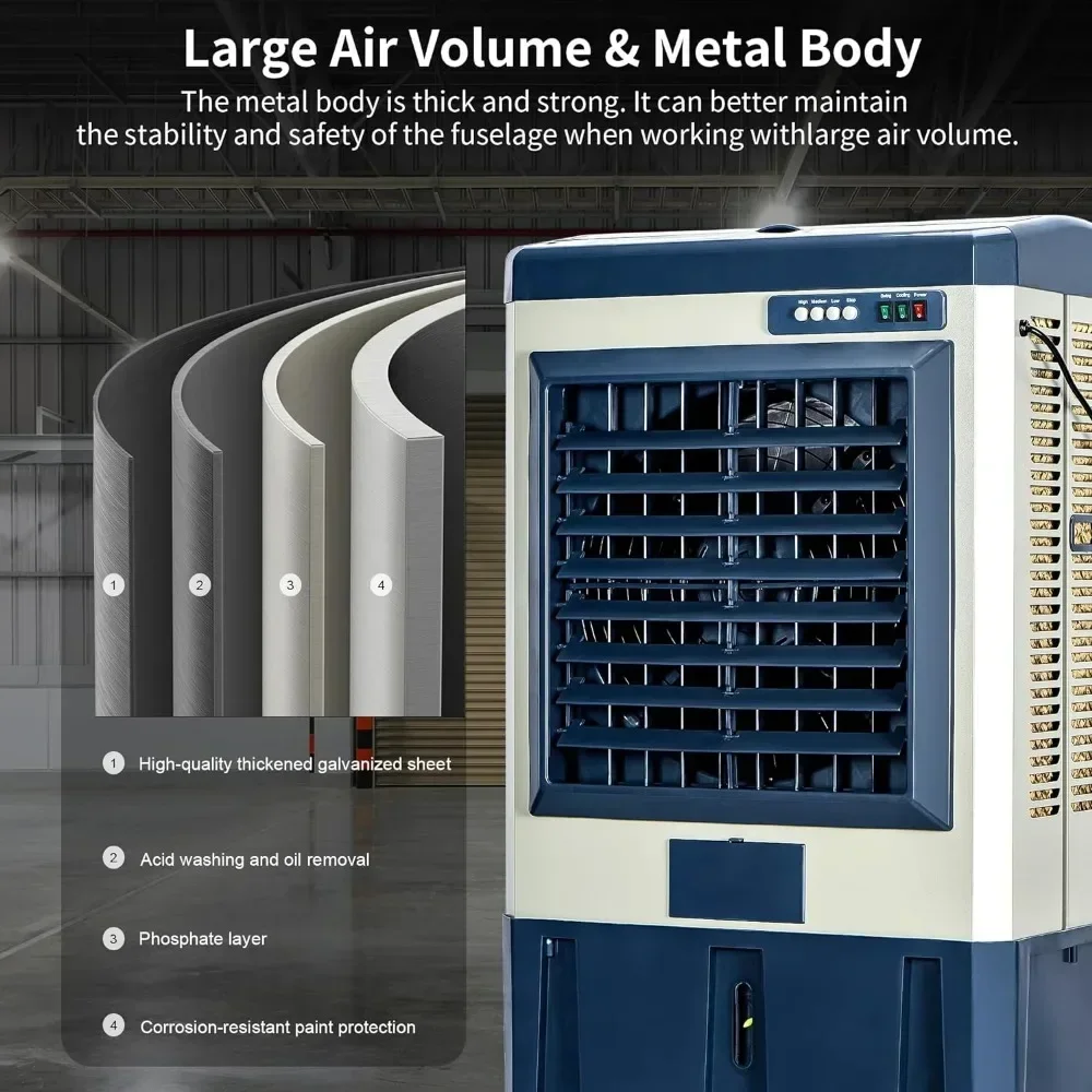 Evaporative Air Coolers, Portable Swamp Air Cooler with Continuous Auto Fill, 120° Oscillating, 3-Speed Mode, Cooler Fan