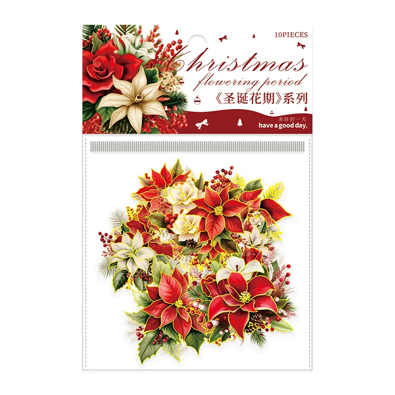 Imagem -06 - Natal Flowertime Série Pet Adesivo Decoração Criativa Retro Faça Você Mesmo 12 Pacotes por Lote