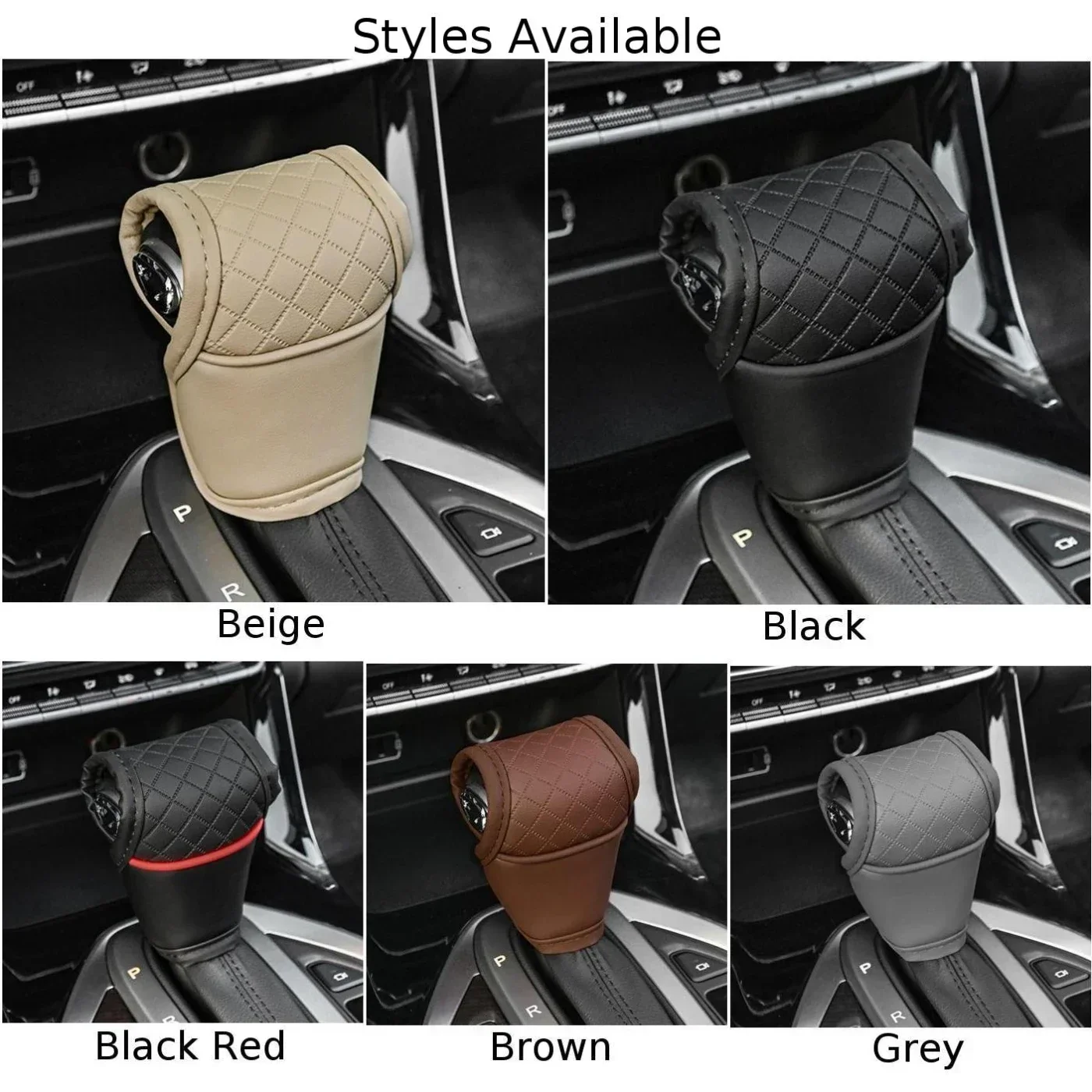 Car Gear Shift Cover PU Leather Shift Lever Cover Gearbox Shifter Knob Protector Interior Accessories Decoration For Vehicles