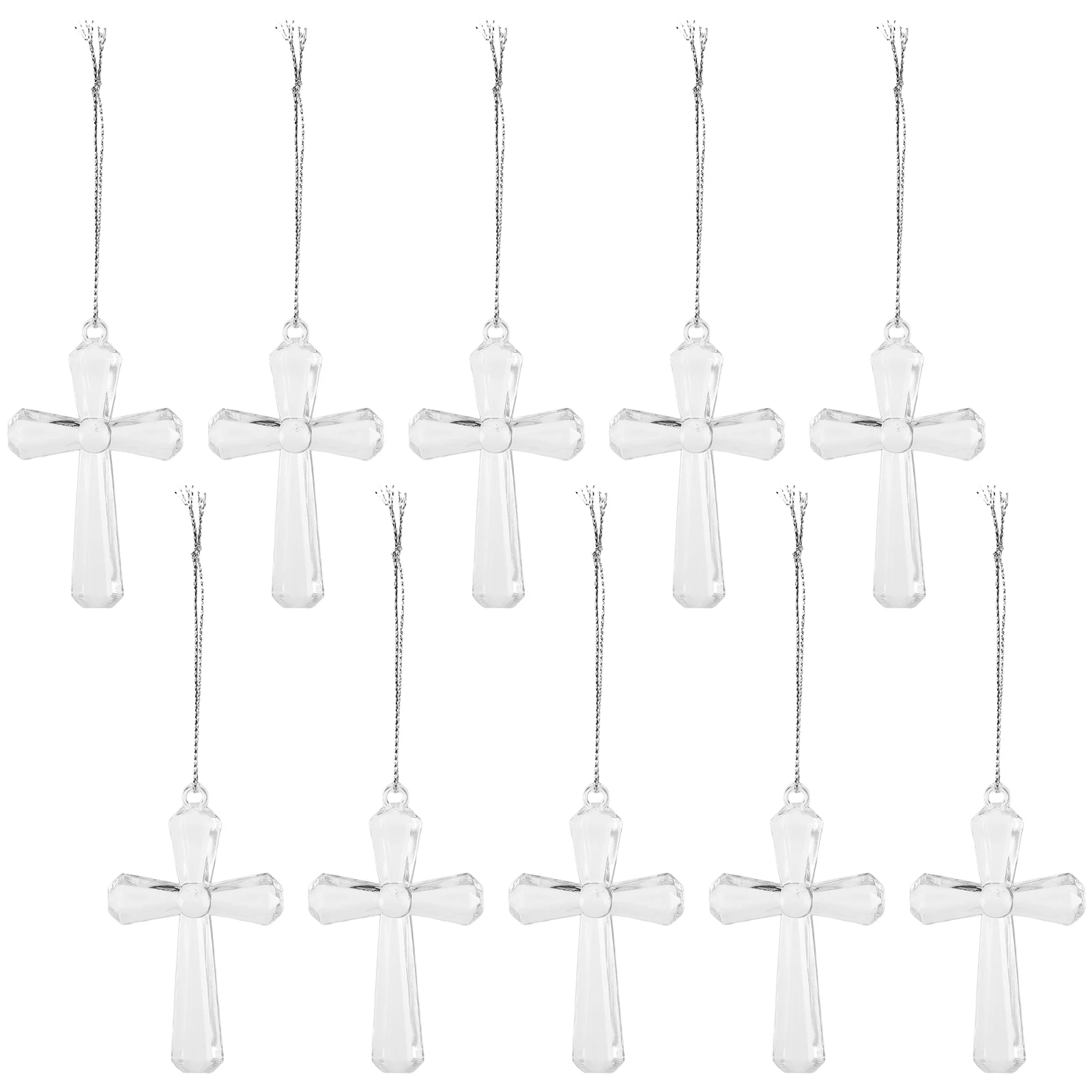 

50pcs Cross Ornaments Christian Religious Art Window Acrylic Decor Hanging Pendant For Easter Sunday Diy Decoration