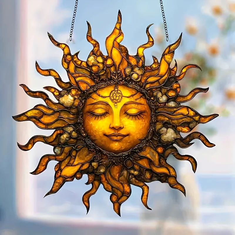 1Pc Sun Goddess Hanging Decoration Pendant Wind Chime Suncatcher Home Window Ornament Garden Decor Car Interior Decoratio