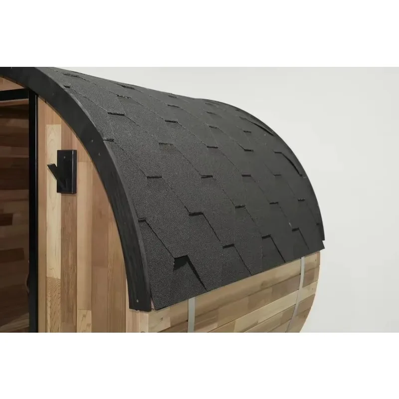 【2026】Modern 4-6 Person Premium Solid White Pine Barrel Sauna 6KW Sauna Heater 8mm Tempered Glass Door Spacious Front Porch-Outd