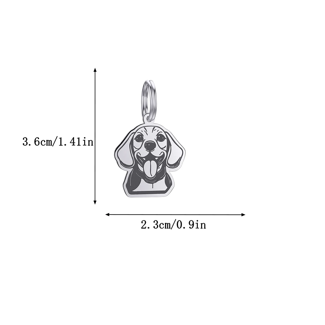 1pc Personalized Stainless Steel Beagle Dog Pendant Keyring ID Name Tag Dog Custom Anti-lost Key Chain