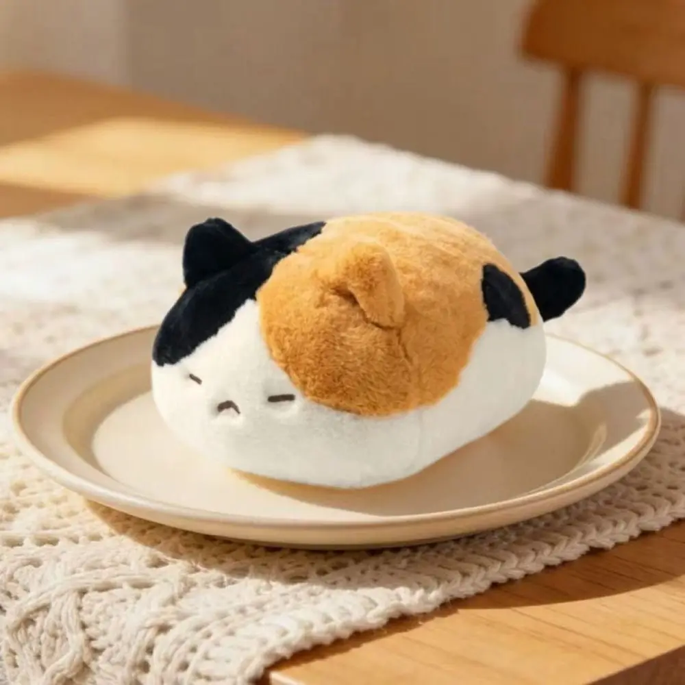 Cartoon Round Drum Cat Plush Toy Fluffy Soft Adorable Small Bean Bag Plush Doll Kitten 13cm Calico Cat Plush Wrist