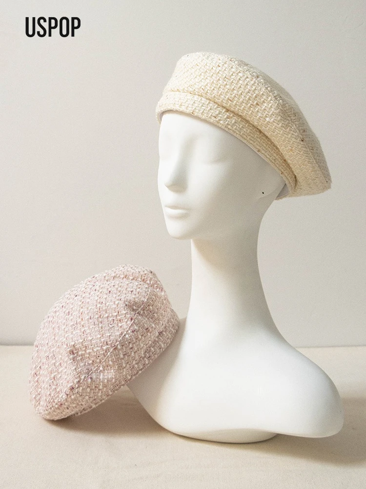 

USPOP Autumn Winter Women’s Tweed Wool Beret French Chic Casual Warm Fashion Hat