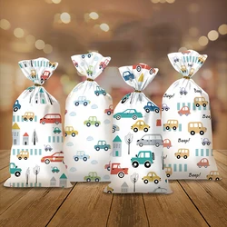 50Pcs Cartoon Car Dinosaur Gift Bag Candy Biscuit Packaging Bag Children's Birthday Party Snack Packaging Supplies Baby Shower