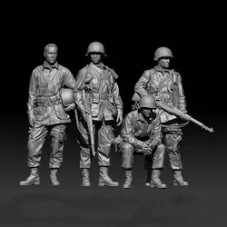 Modelismo Militar 1/35 Scale Historical Miniature US Infantry Squad 4 People Resin Figure Model Kit Unassembled and Unpainted