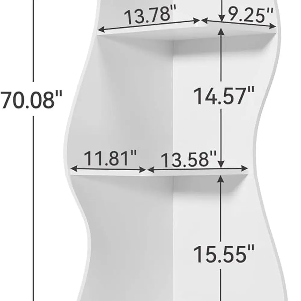Zeitgenössisches 5-stufiges Eckregal, platzsparendes Wand-Bücherregal für die Inneneinrichtung