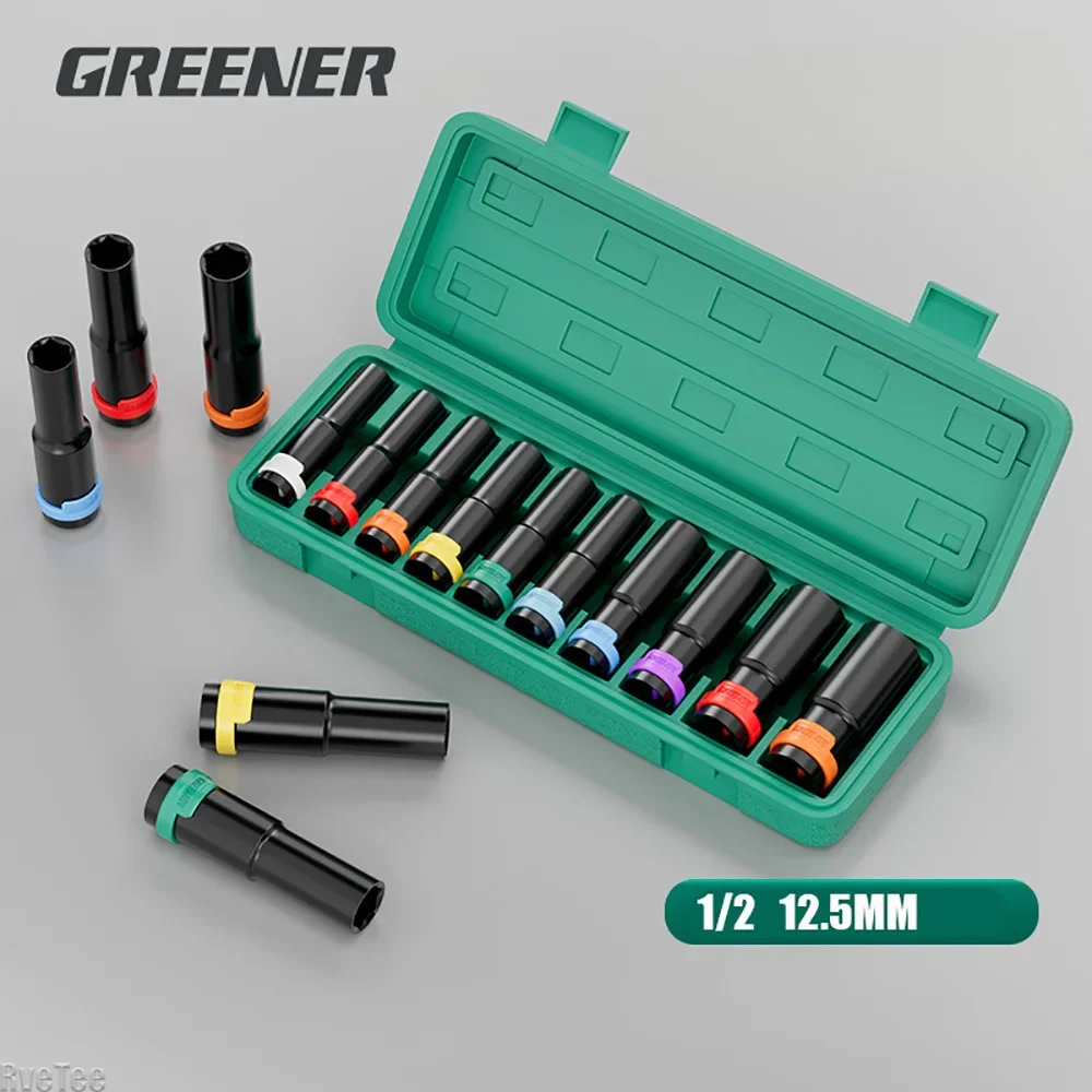 

Greener 8-24mm Electric Wrench Socket Head Extended Ratchet Wrench Save Effort Drill Hex Easy Selection Impact Socket Set