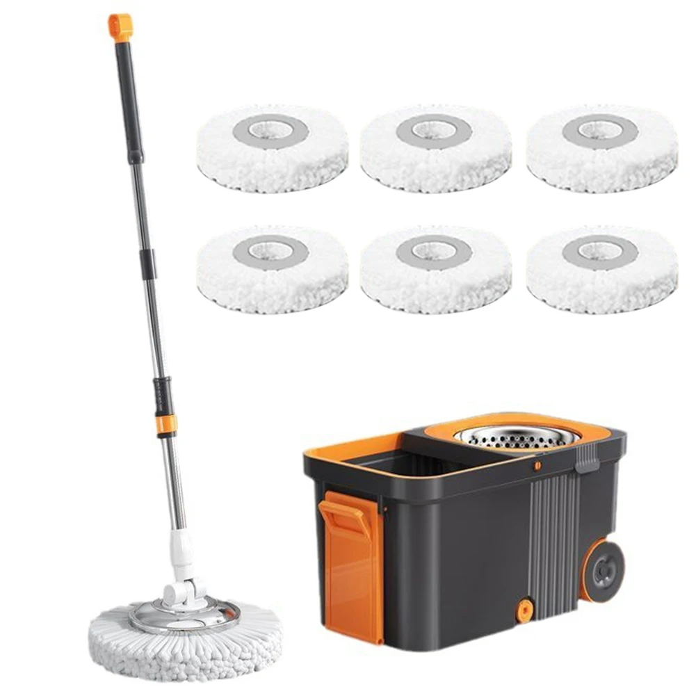 360 Spinning Floor Cleaning System with 6 Extra Refills Heads Household Cleaning Automatic Spin Mop for Household Floor Cleaning