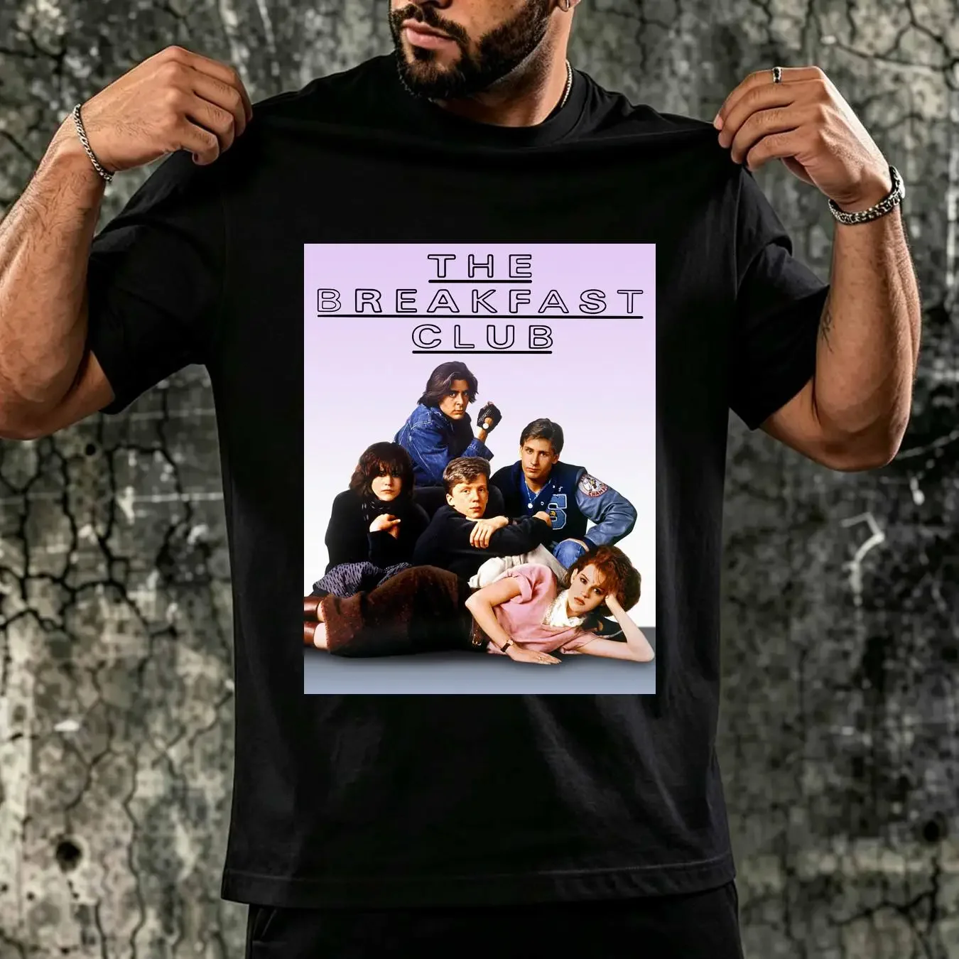 washed T Shirt Breakfast Club Movie Poster Women's Group Photo Class of 1985 Hughes long or short sleeves vintage Washed Casual