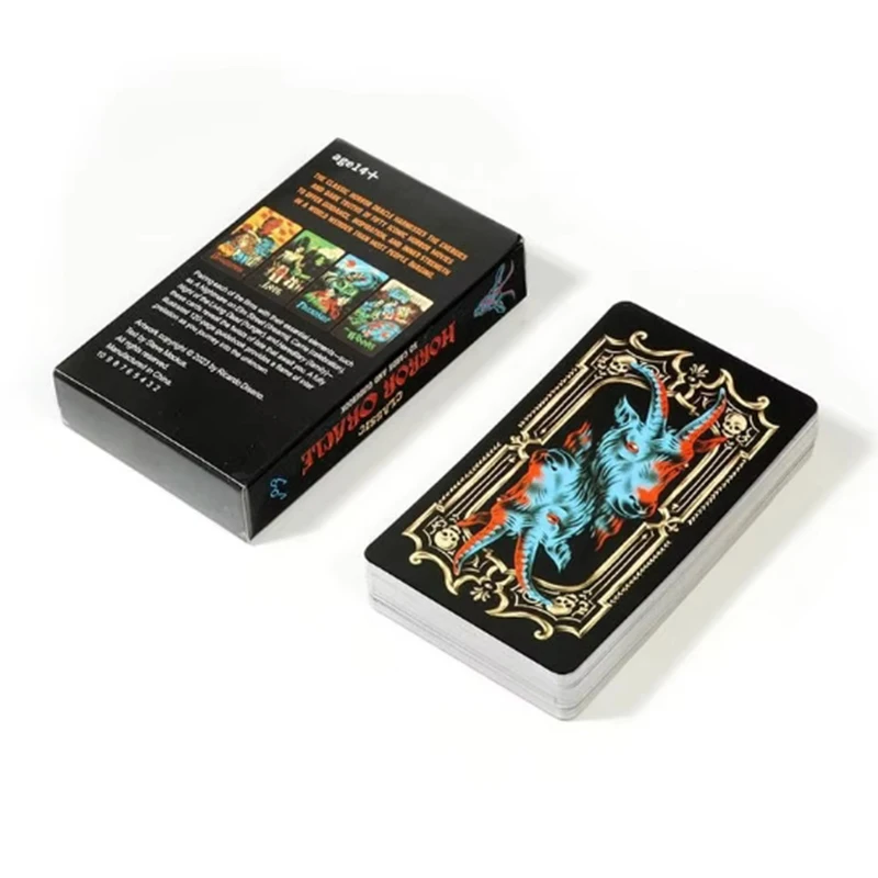 Classic Horror Tarot Cards Psychological Oracle Deck Portable Classic Horror Oracle Full English Version 50-Card Cards Game