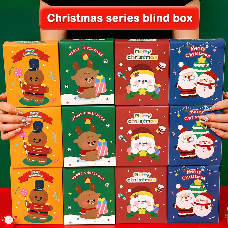 1Set Creative Christmas Stationery Blind Box Cartoon Kids Pencils Eraser Ruler Sticky Note Notebook Set School Supplies Gifts image 2