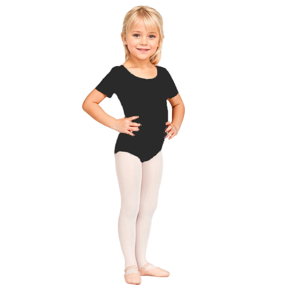LaranLULU 여아용 반팔 레오타드 발레 댄스웨어 스판덱스 스쿱넥 체조 상의 어린이 무대 공연 바디수트