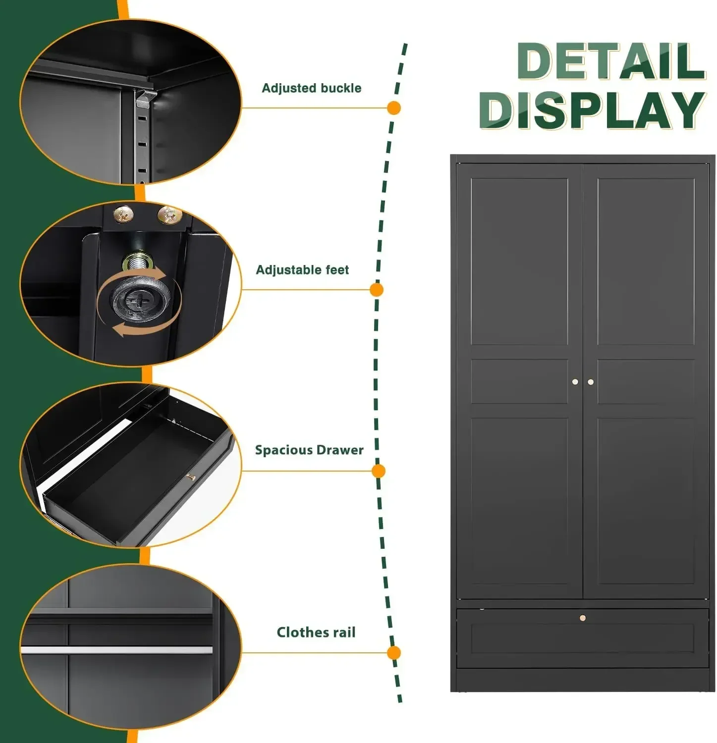 Hot sale!Wardrobe Closet 72 Inch H Clothing Metal Storage Cabinet with Drawer Shelves Hanging Rod Bedroom Armoire Organizer
