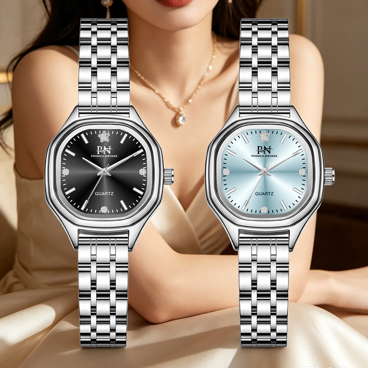 Luxury Women Quartz Watches Water Resistant Stainless Steel Band Large Dial Elegant Fashion Wrist Watch Gift For Ladies Party Of