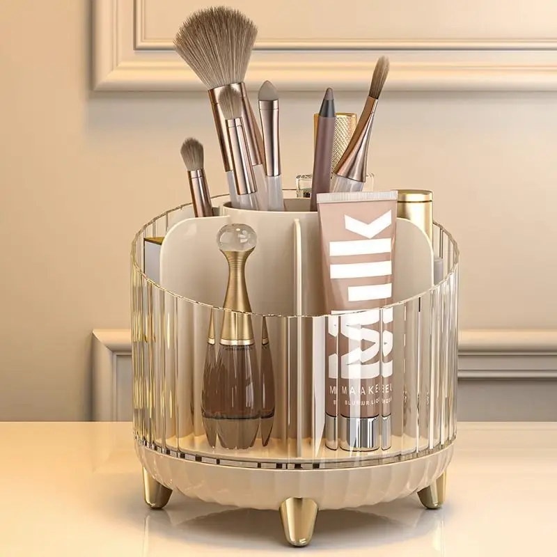 

Rotating Makeup Brush Storage Bucket Desktop Divided Makeup Eyebrow Pencil Lipstick Eyeshadow Storage Box Shelf
