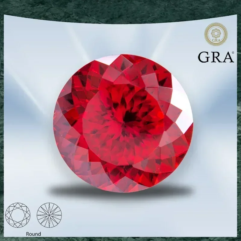 

Moissanite Stone Round Shape 100 Faces Cut Garnet Colour VVS1 with GRA Certificate for Top Charms Beads Jewelry Making Material