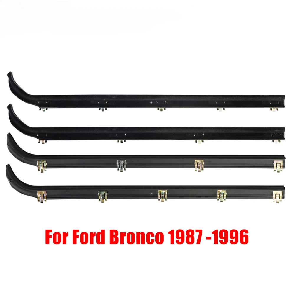 

E7TZ1521452A E7TZ1521453A 4PCS Door Window Seal Belt Weather Strip Weatherstrip Kit For Ford 1987-1997 F150 F250 F350 Black