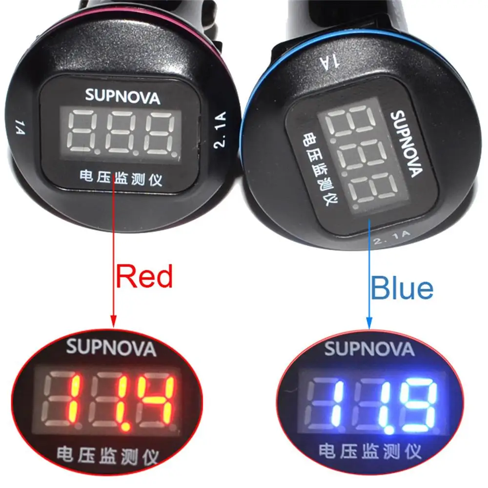 LED Digital Voltmeter Voltage Meter Tester Gauge 2 in 1 12V Dual USB Car Charger For Cell Phone GPS