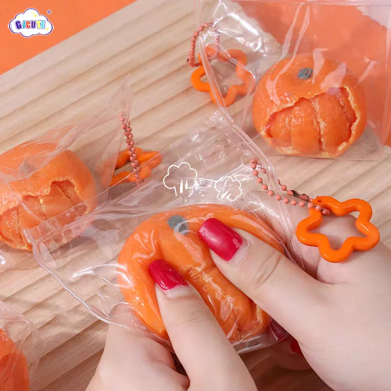 

1Pc Cute Peeling Tangerine Pinch Soft Glue Toy Tangerine Squeeze Slow Rebound Decompression Stress Release Tool Vent Toy Gift