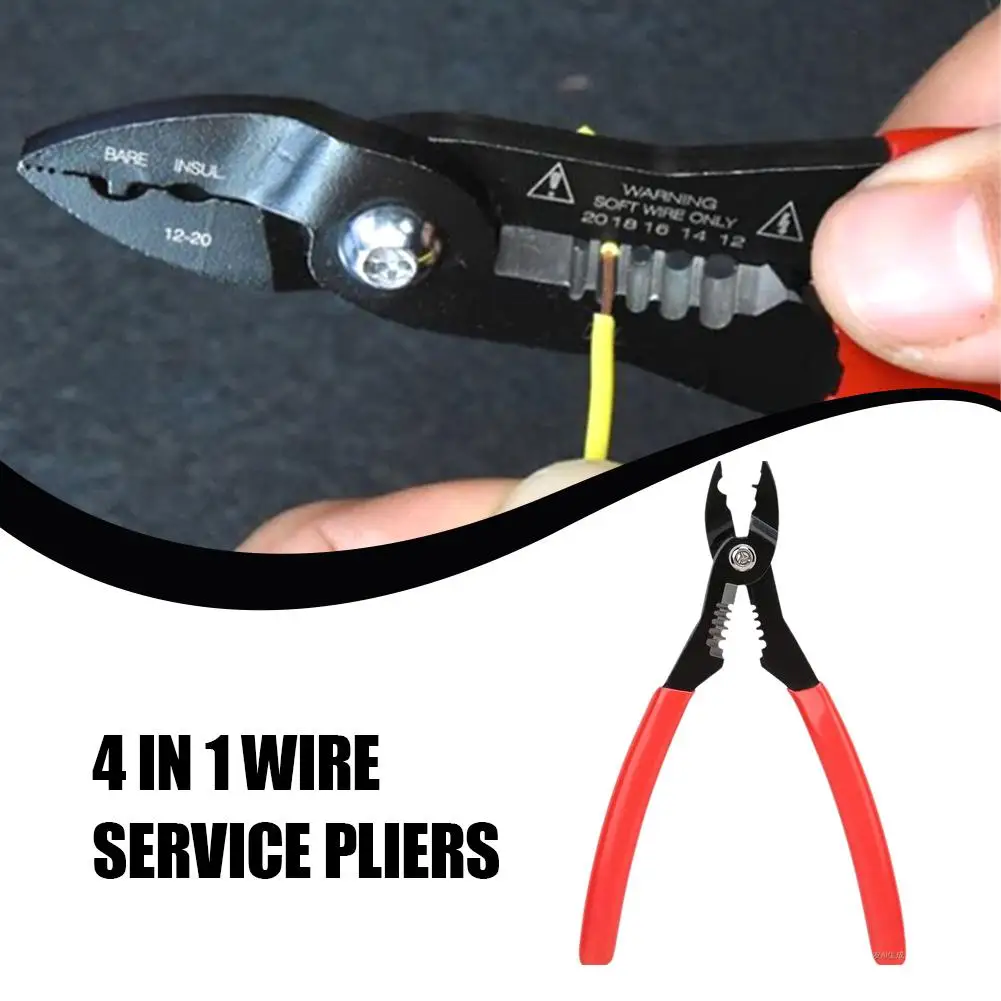 4 In 1 Multi-purpose Light-duty Wire Service Plier Crimper Gripper Cutter 12-20 And Wire Service Wire Awg Tool K2b4