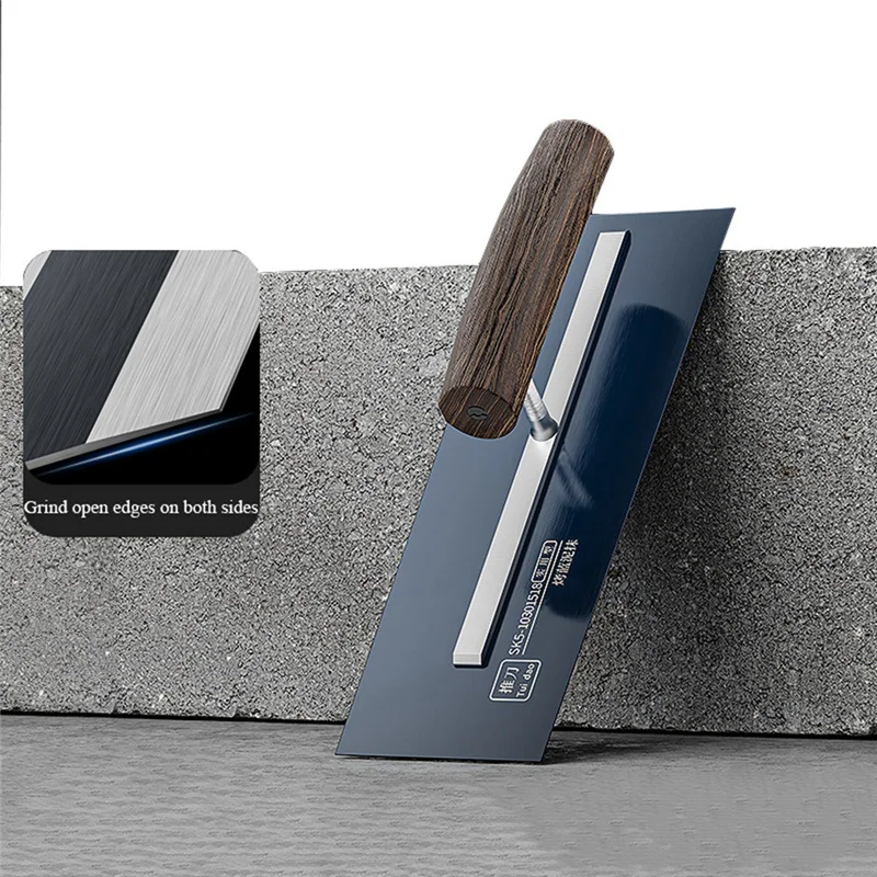 Cazzuola per cemento Cazzuola per intonacare cartongesso Spessore 0,5 mm Cazzuola in acciaio SK5 con manico in legno wengè L-Shank-AT64
