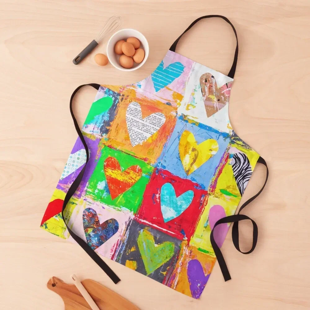 

Colorful Heart Grid Apron beauty master kitchen jacket woman waiter Apron