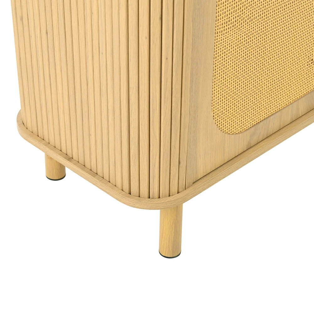 Modernes Sideboard mit vielseitigen Holzoptik-Schubladen, Regalen, Metallbeinen für die Aufbewahrung im Wohnzimmer – Detail 15
