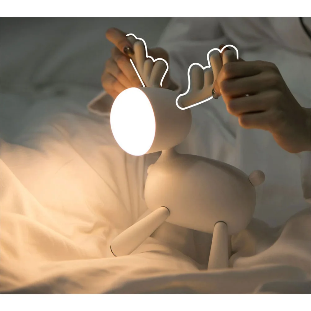 الكرتون LED ضوء الليل الأيائل شكل USB قابلة للشحن الإبداعية أباجورة لينة سيليكون ABS غرفة نوم الديكور المزاج الإضاءة