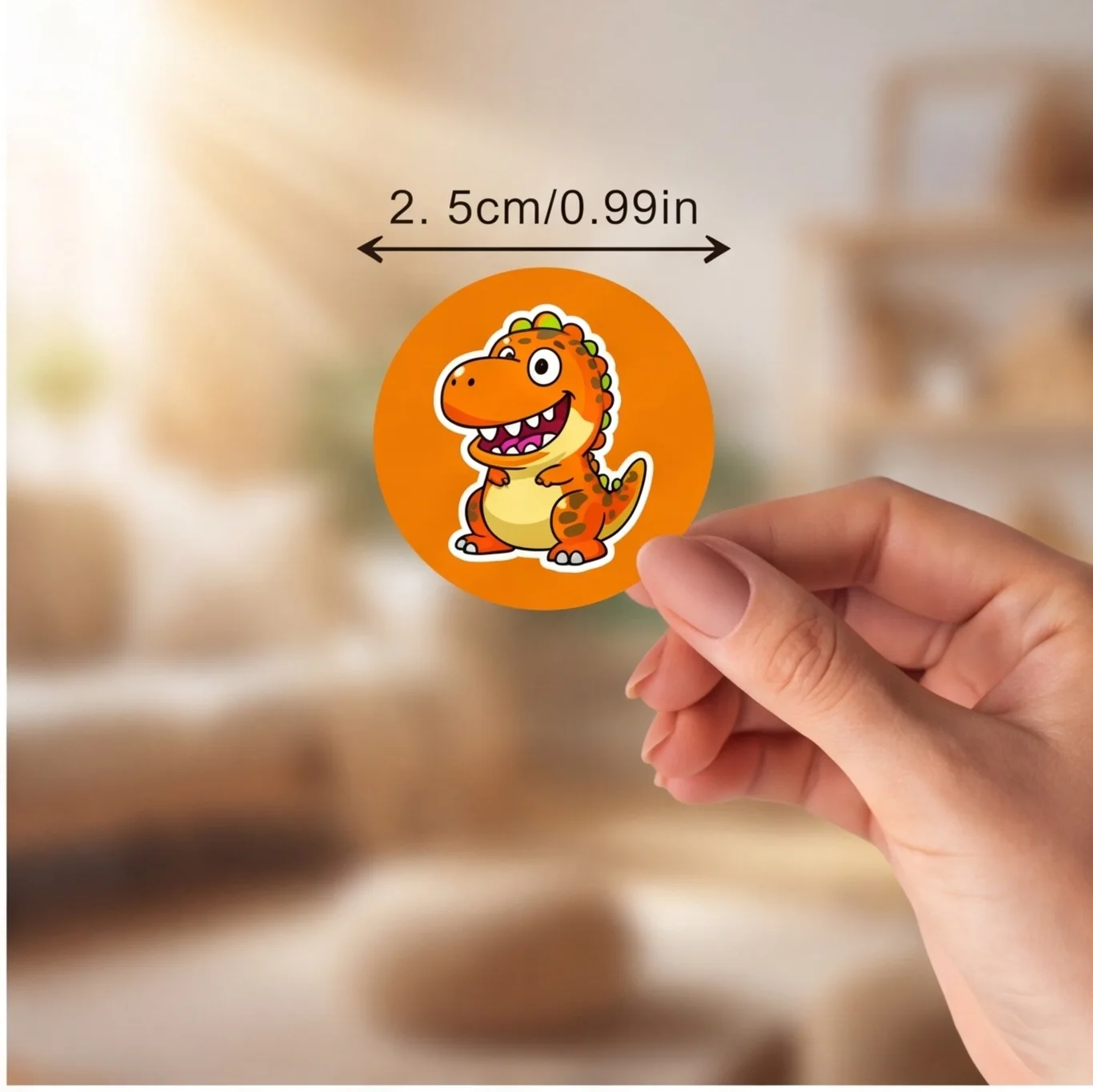 500Pcs /1 Rolls 2.5cm/1inch Cartoon Dinosaur Sticker Decoration Gift Box Sticker Label Stationery Sticker