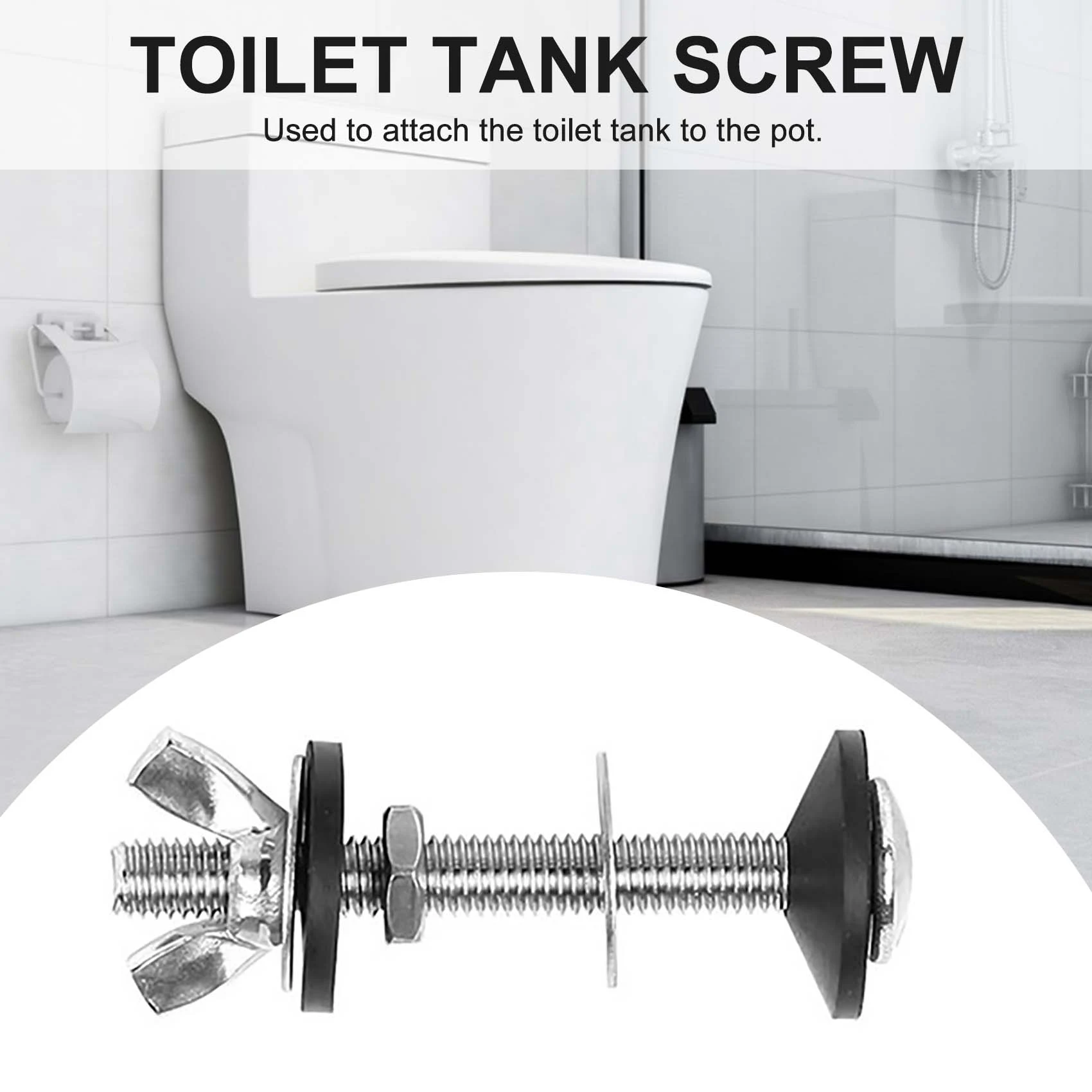 2 pak tangki Toilet ke mangkuk baut Kit baut tangki, perlengkapan perbaikan panci Toilet baja tahan karat DENGAN GASKET ganda