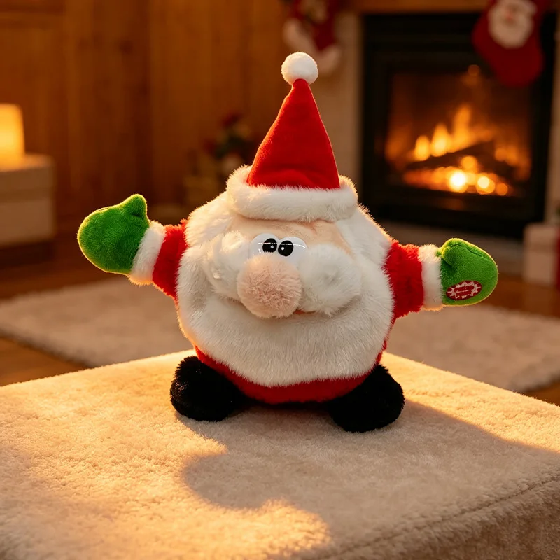 Electric Christmas plush doll will rotate and swing Santa snowman doll toy Christmas gift ornament