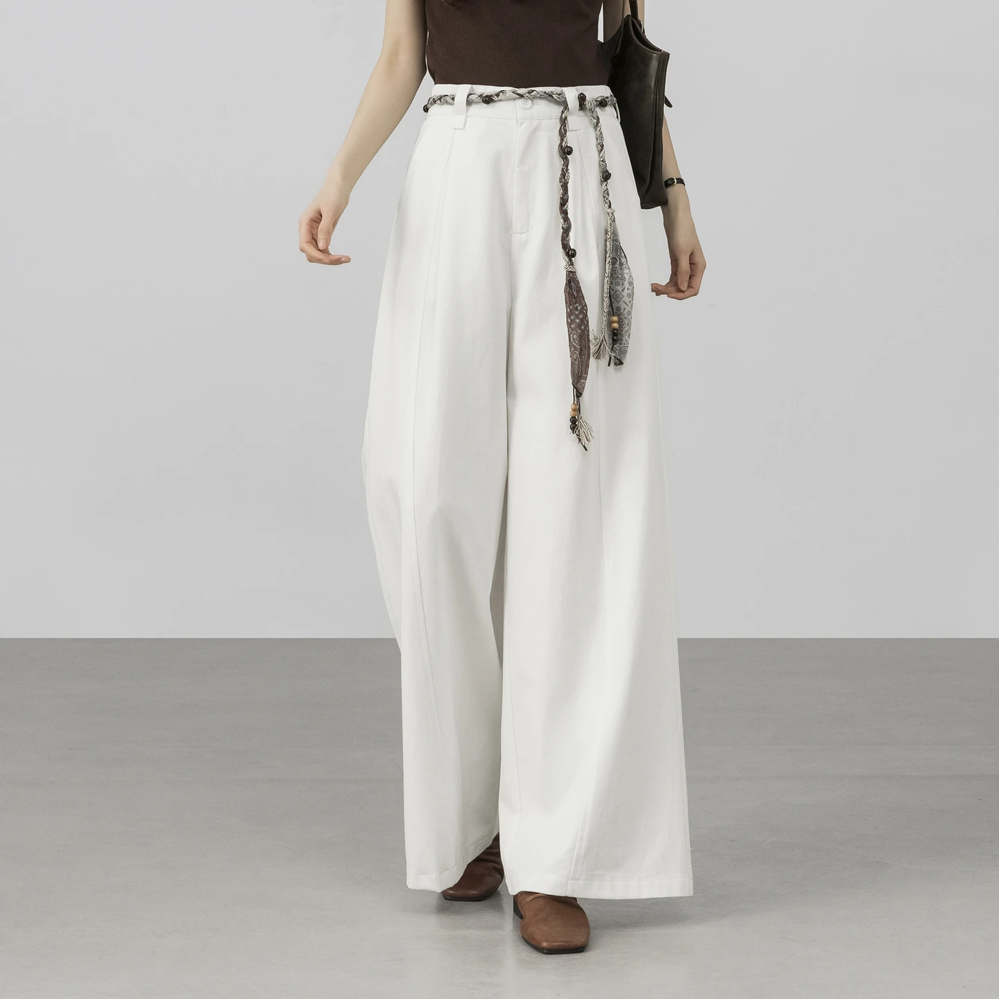 

SENTUBILA Women's Loose Pant 2026 Spring Lyocell Cotton Blend High Waist Wide Leg Trousers Elegant Solid Lady Pants W61KD6035