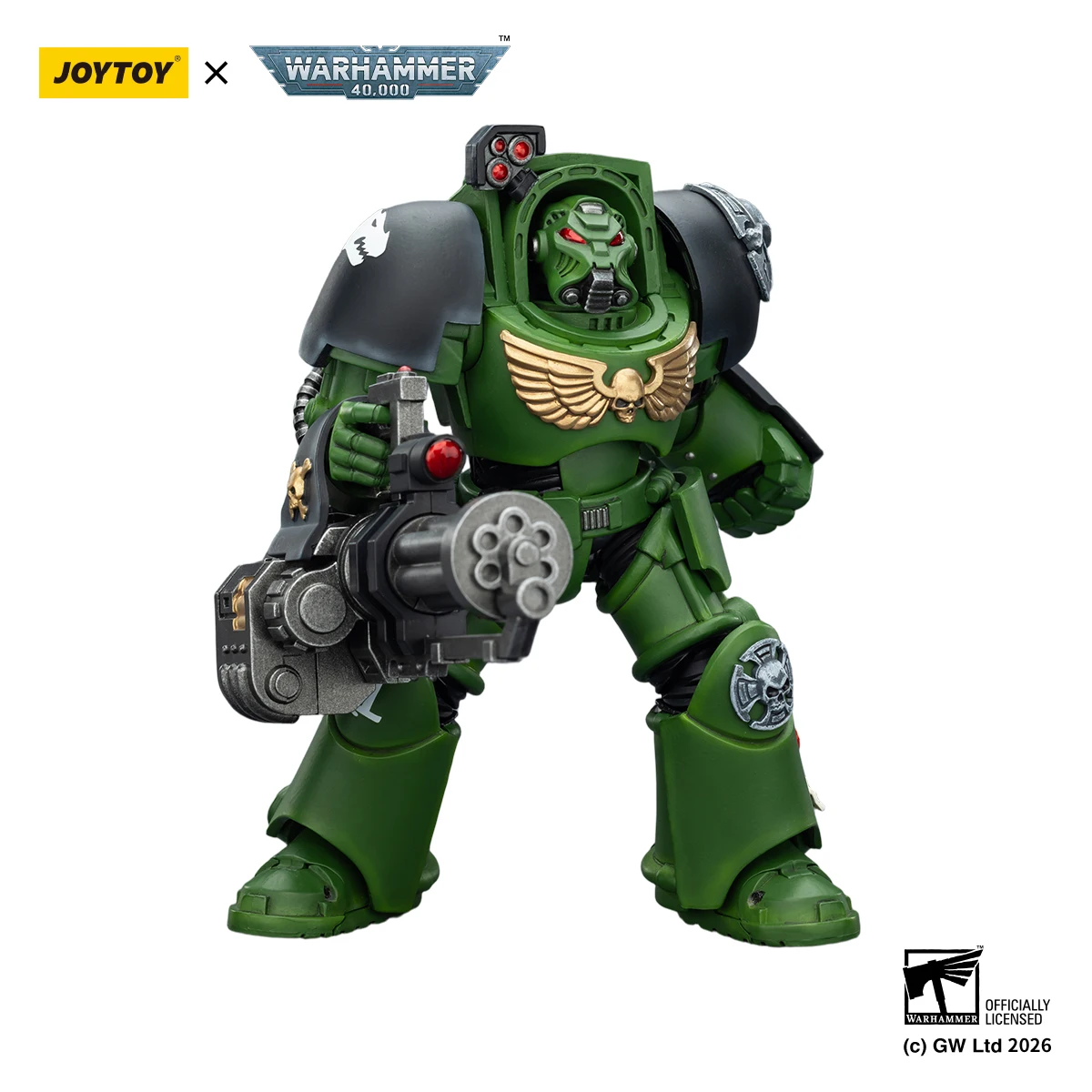 JOYTOY Warhammer 40K 1/18 Action Figure Salamanders Terminator 3 with Power Fist and Assault Cannon Model view 3