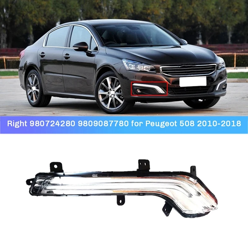 

Car LED Daylight Headlight Daytime Running Lamp Assembly For Peugeot 508 2010-2018